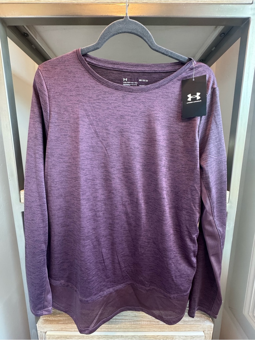 Under Armour Womens Heathered Plum Crewneck Performance Sweater